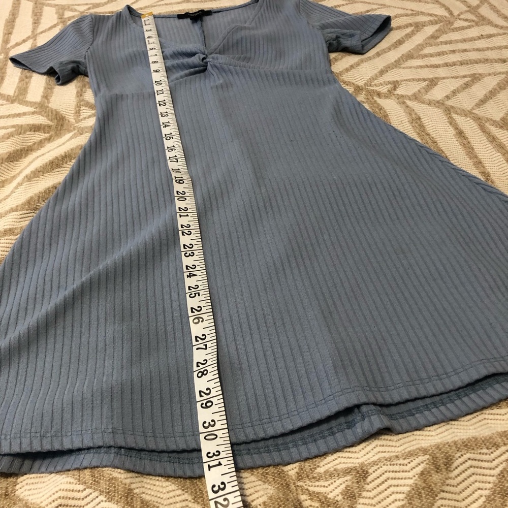 Forever 21 Light Blue Ribbed Twist-Front Mini Dress - Picture 7 of 10